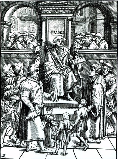 Adoption of Orphan Children in the Inferior Court of the Great Bailiwick, After a Woodcut in 